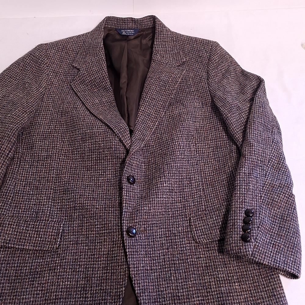 Kuppenheimer Harris Tweed Blazer Men 41R Brown Wool Sport Coat Handwoven USA